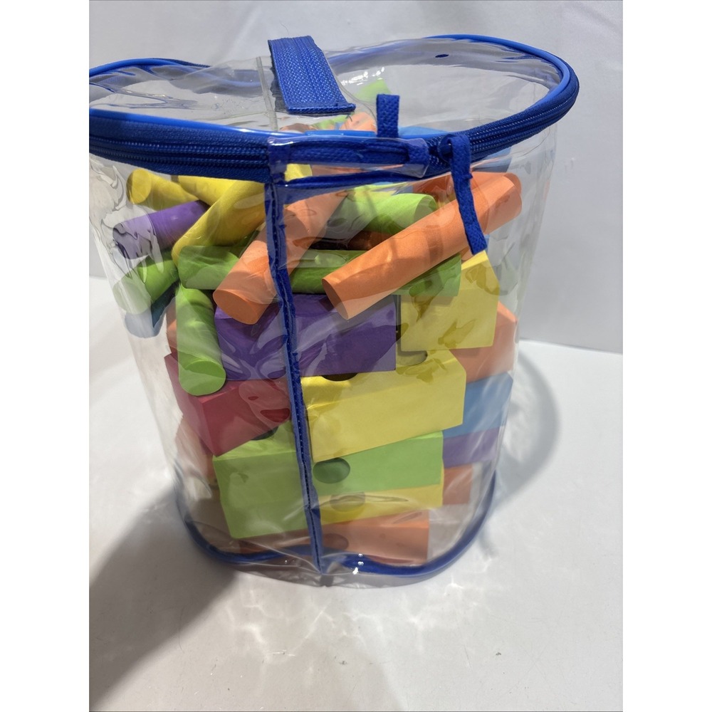 Verdes Foam Peg Blocks Interlocking Foam Building Set Zipper Carry Bag 59 Pieces - Picture 10 of 12